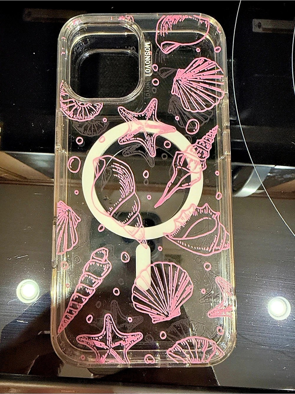 MOSNOVO Seashell Pink MagSafe iPhone 16 plus phone Case Clear 6.6 ft drop